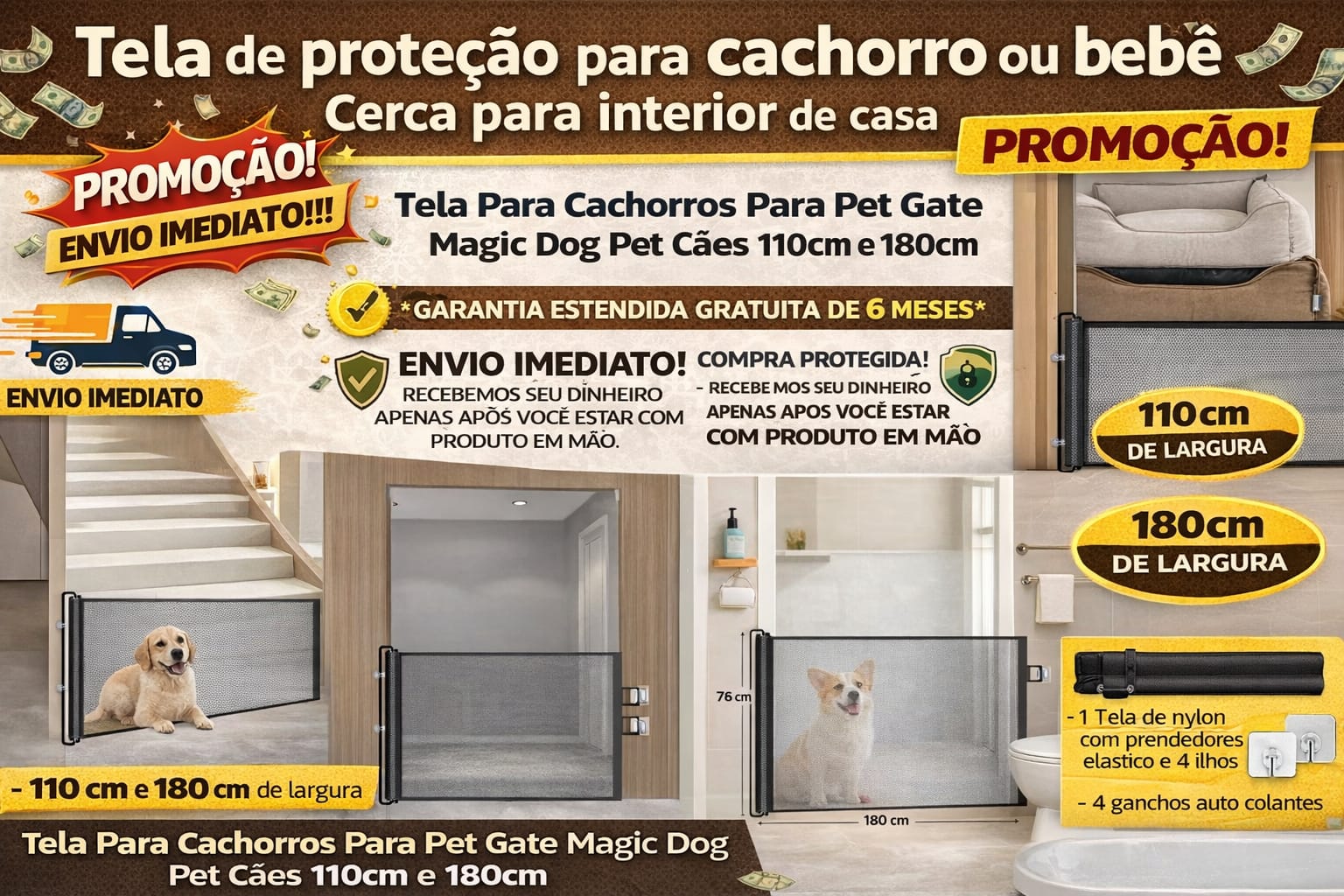 Tela de proteção para cachorro ou bebê cerca para interior de casa -PROMOÇÃO! ENVIO IMEDIATO!!!